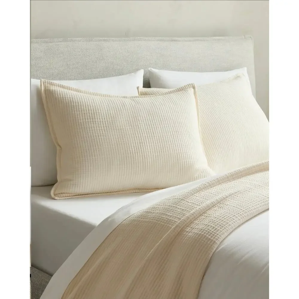 NWT Quince Organic Ribbed Cotton Coverlet 3Pc Set King Cal King Ivory $154 MSRP